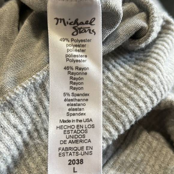 Michael Stars Convertible Top Heather Grey Long sleeve shirt off the shoulder L - Picture 11 of 11